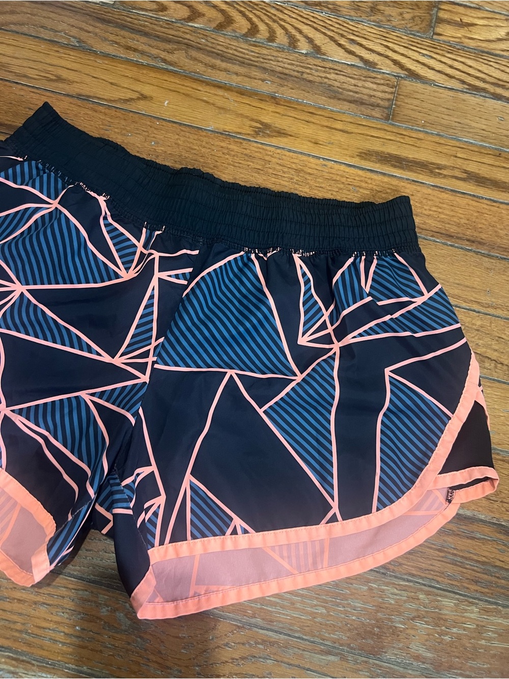 Champion Black Athletic Shorts with Pink Geometric Trim - Picture 2 of 4
